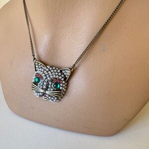 Betsey Johnson Cat Face Necklace